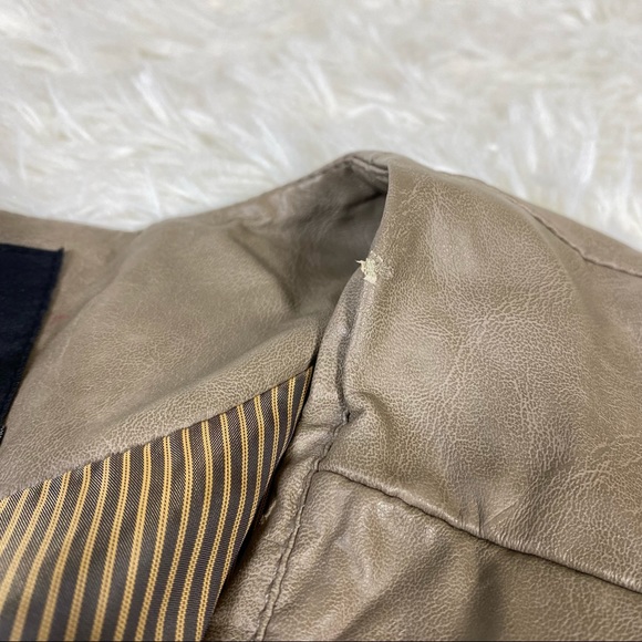 C. Luce Tan Faux Leather Blazer Jacket - Picture 7 of 16